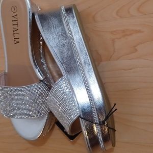 Vitalia Silver Bling Wedges NWT